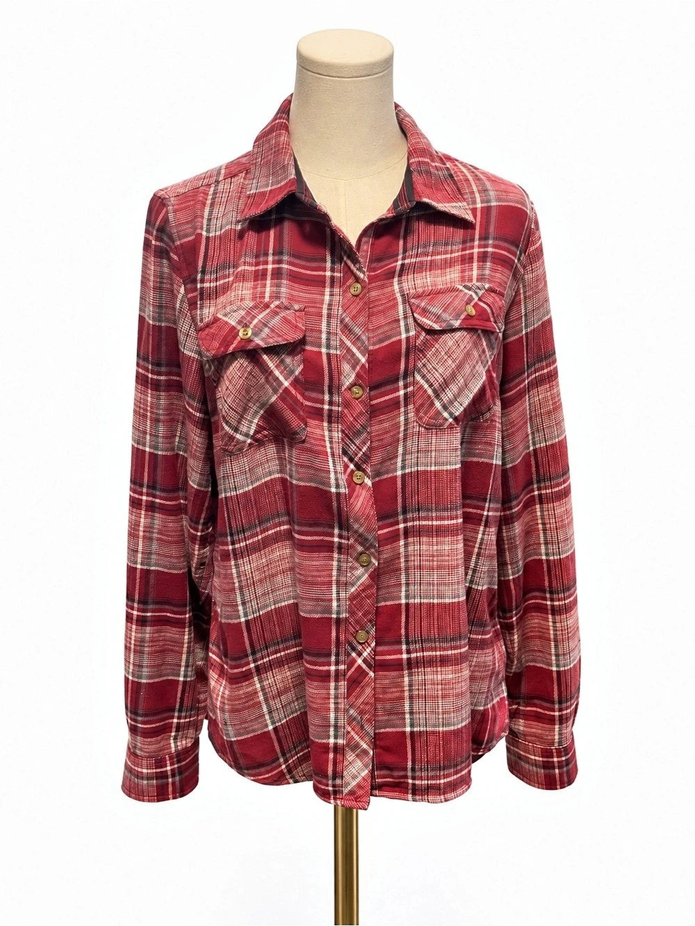 Marmot Red Plaid Button-Up Shirt, Size Large